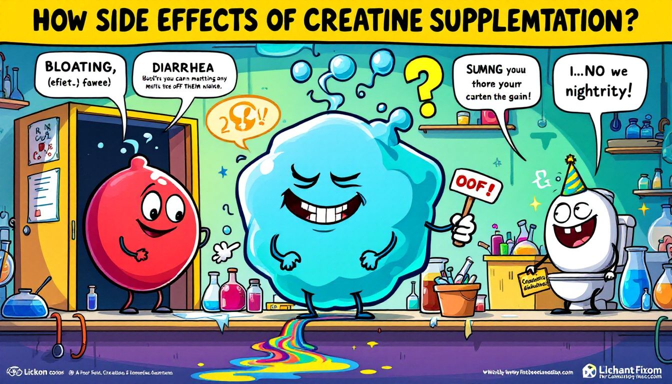 An infographic highlighting potential side effects of creatine supplementation.