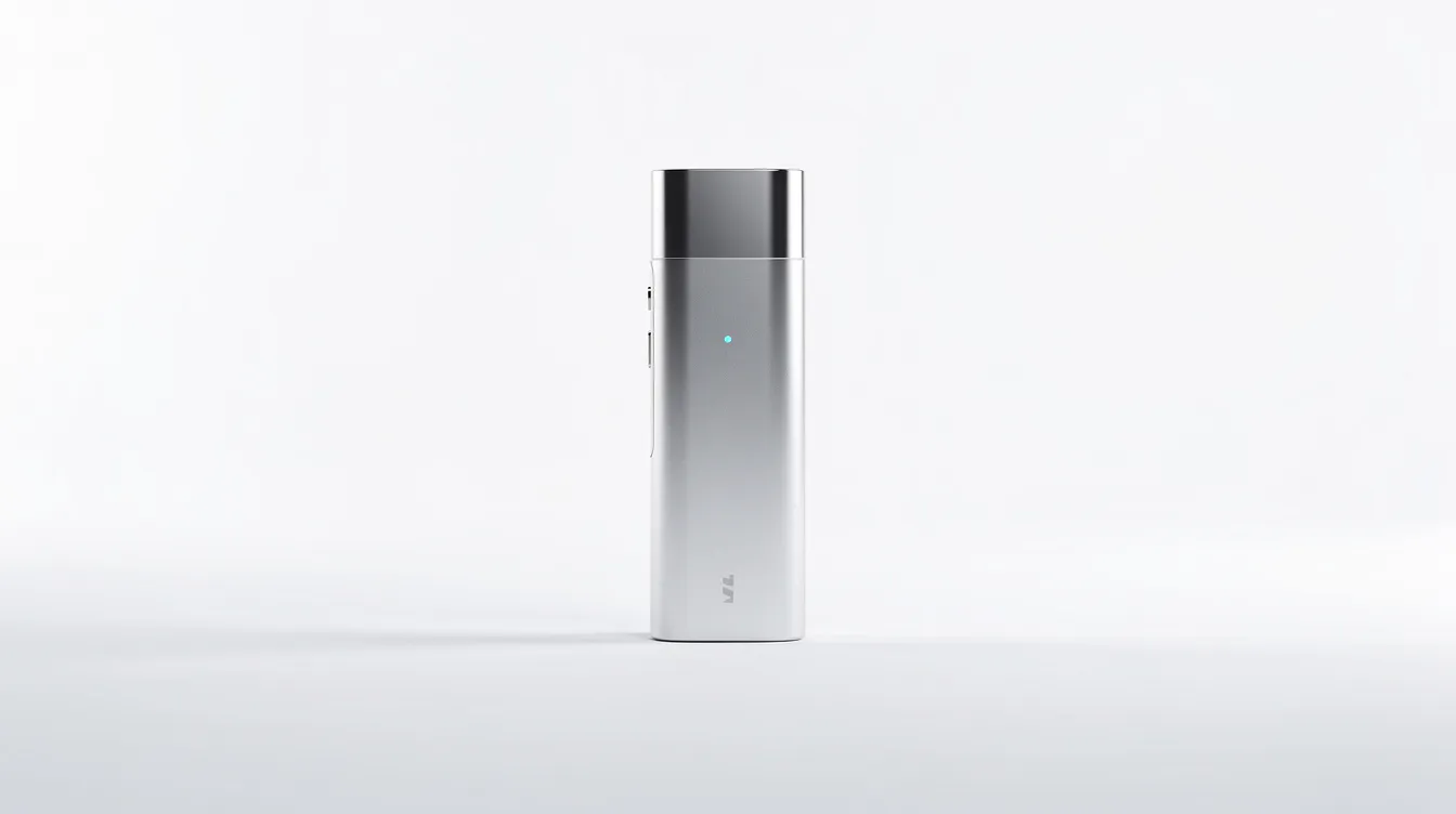 A modern, sleek vaporizer device rests on a minimalist white surface, illuminated by soft lighting, showcasing its elegant design that appeals to health-conscious consumers in the rapidly growing cannabis vaporizer market. This stylish portable vaporizer exemplifies the trend towards smoke-free consumption methods, catering to both recreational and medical cannabis users.
