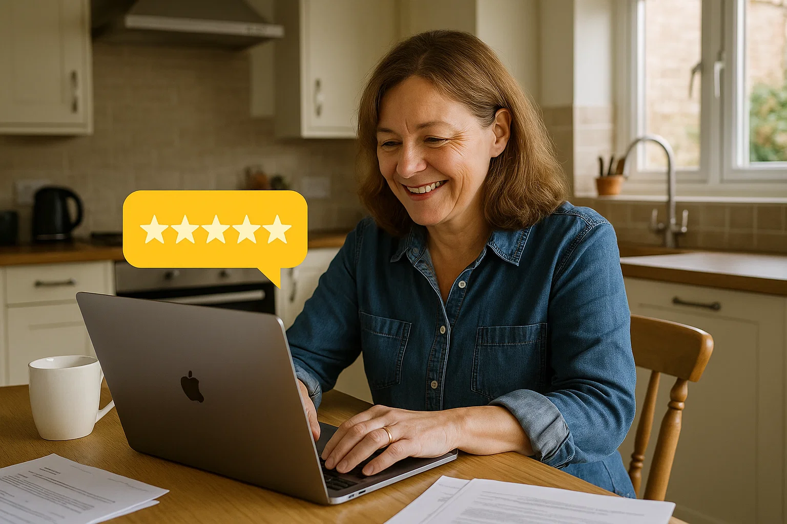 Customer leaving a positive review for a tradesperson.