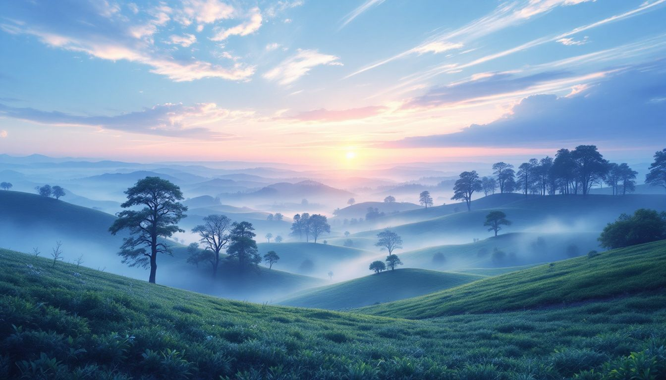 A serene blue hour landscape, capturing cool tones and the transition of light, perfect for photographers.