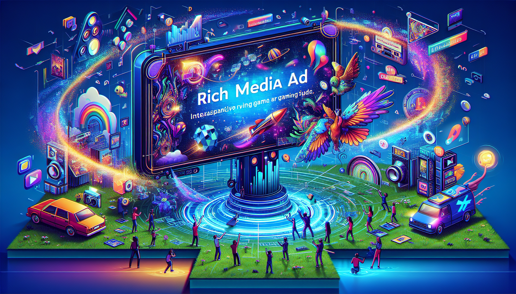 Illustration of a rich media ad providing an immersive gaming experience