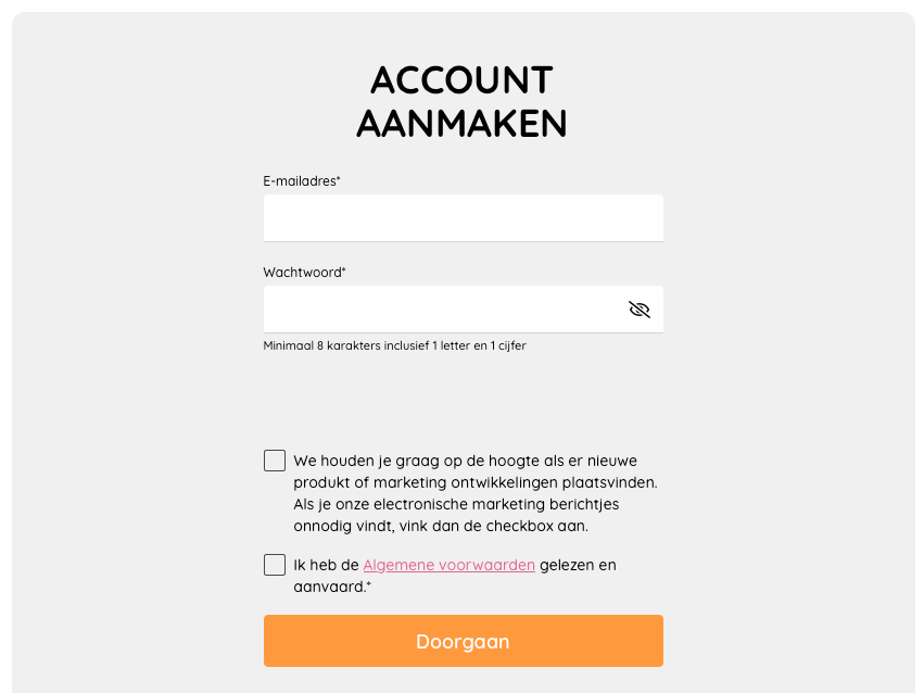 Het registratieproces bij GetLucky