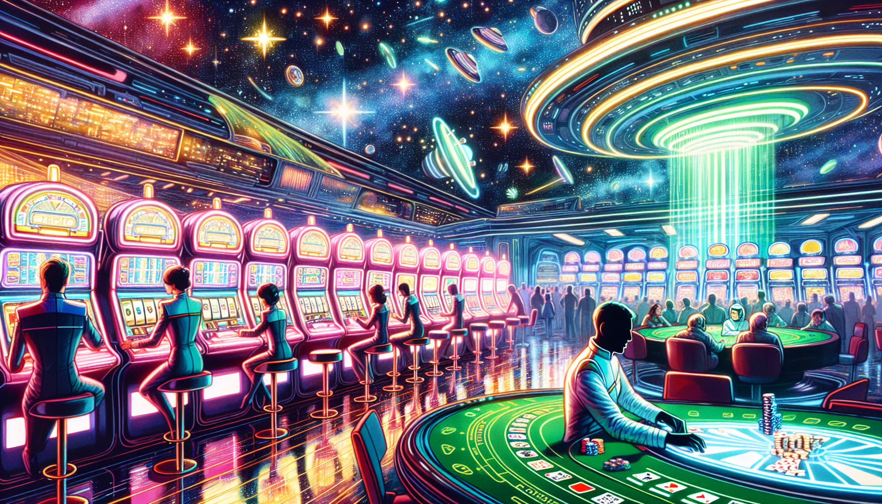 Illustration de jeux de casino variés chez Space Fortuna Casino