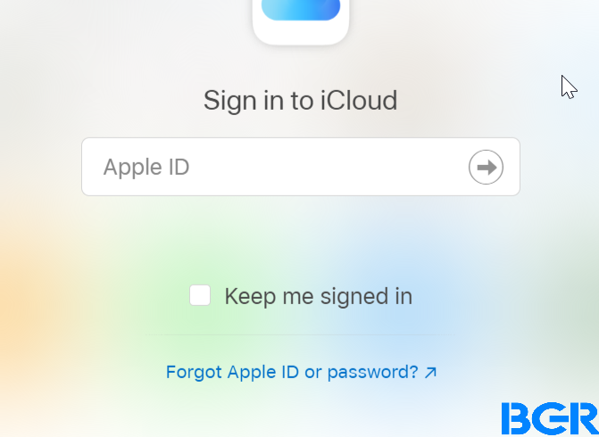 Sign in to iCloud.com with your Apple ID and password. 
