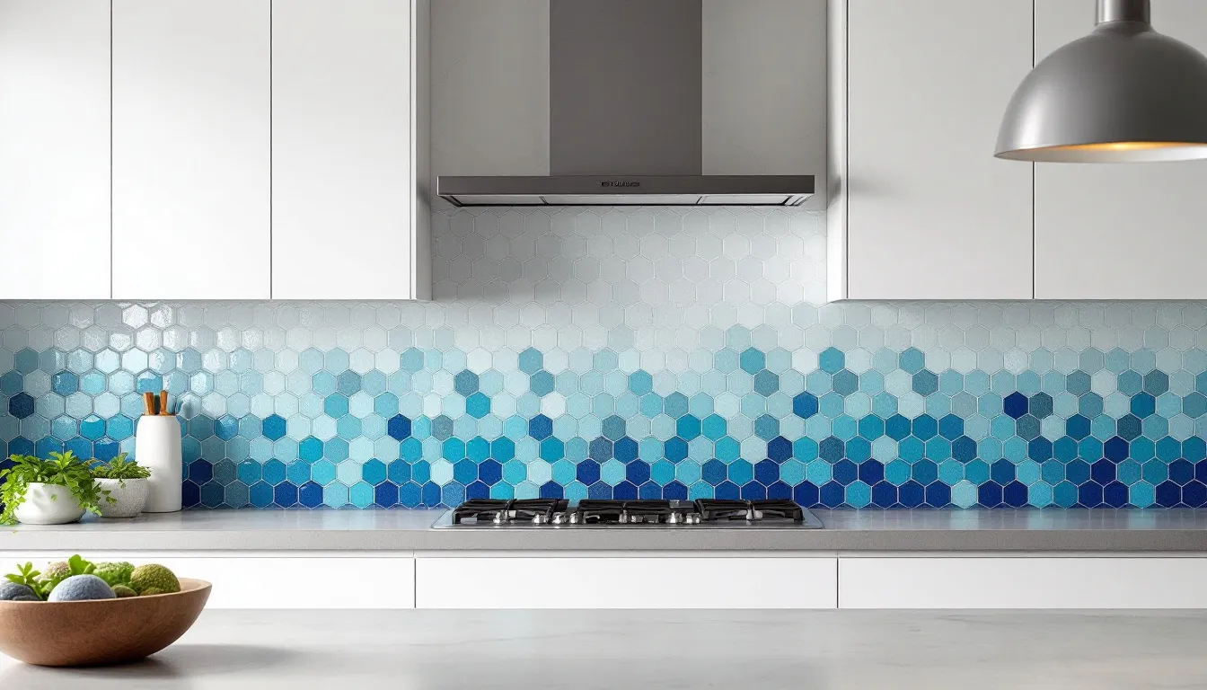 A beautiful tile backsplash in a modern kitchen, adding character to the cooking space.