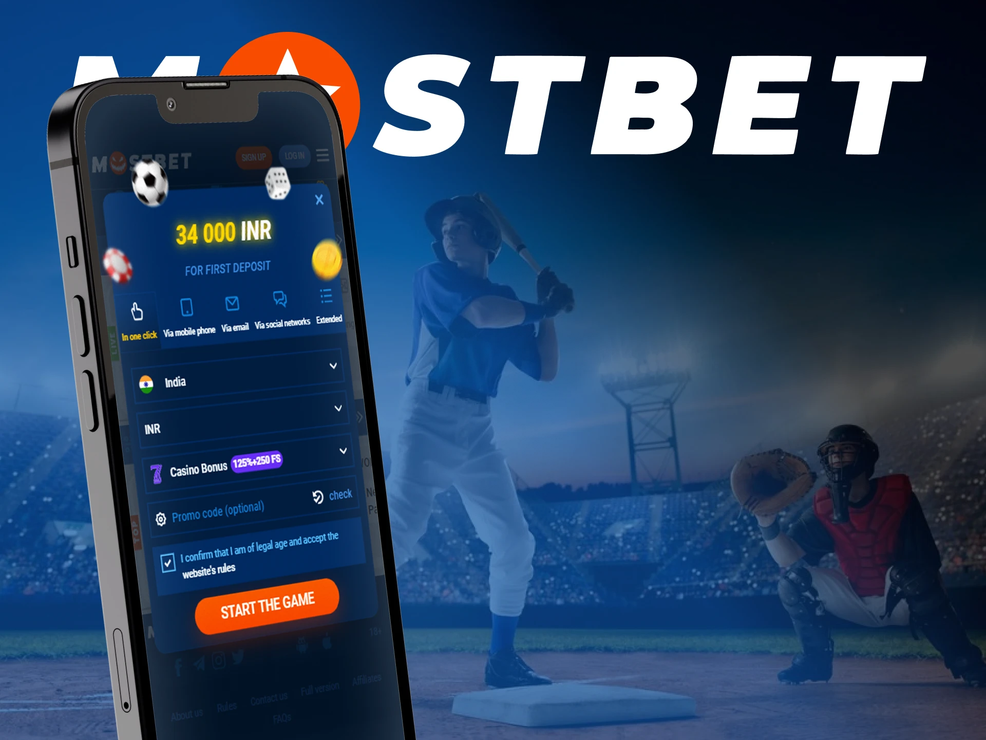 Registration in the Mostbet app