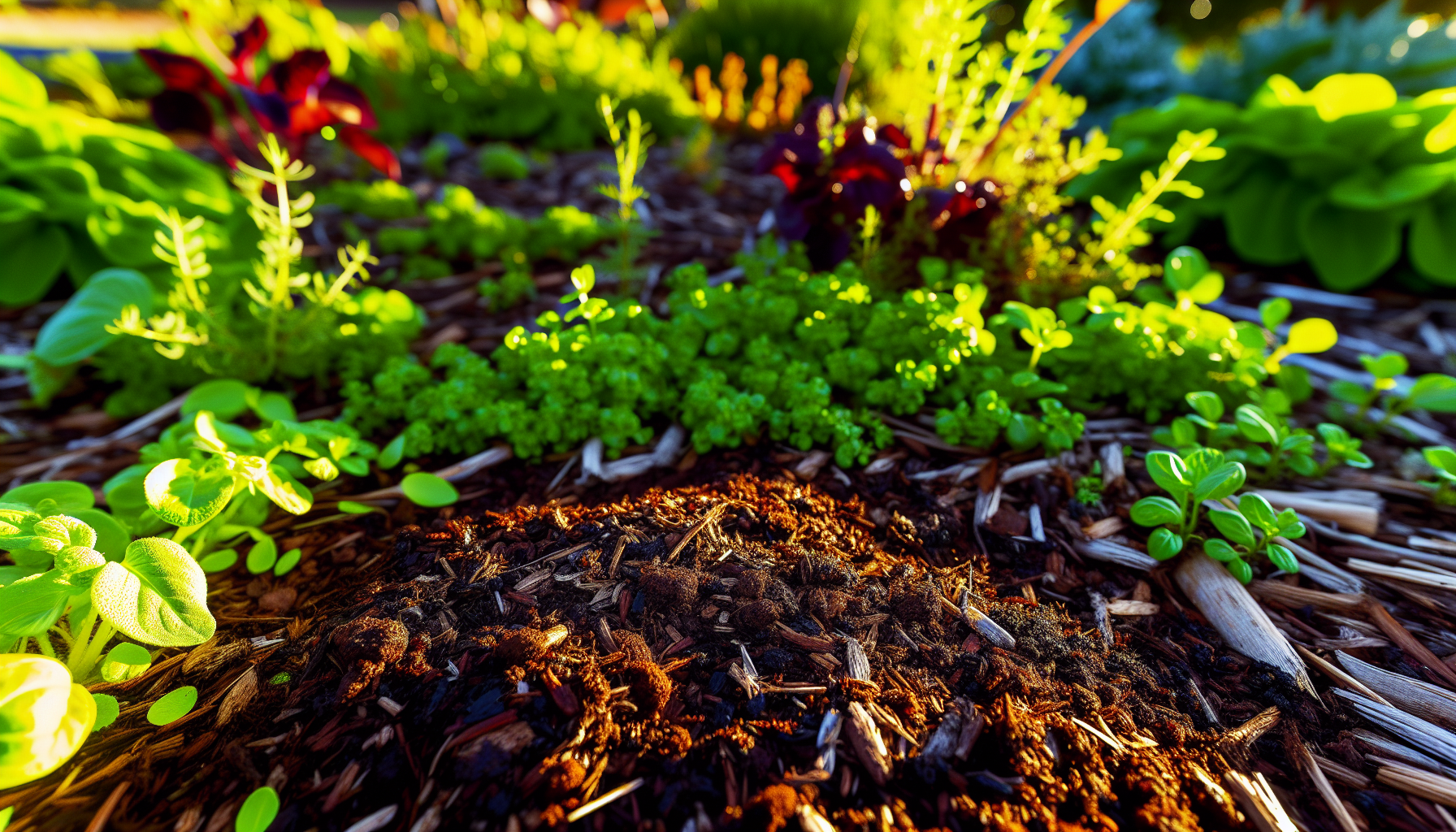 Garden bed with compost application