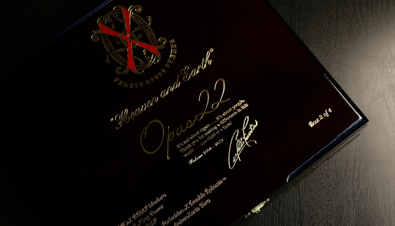 The elegant packaging of the Opus 22 limited edition collector's box.