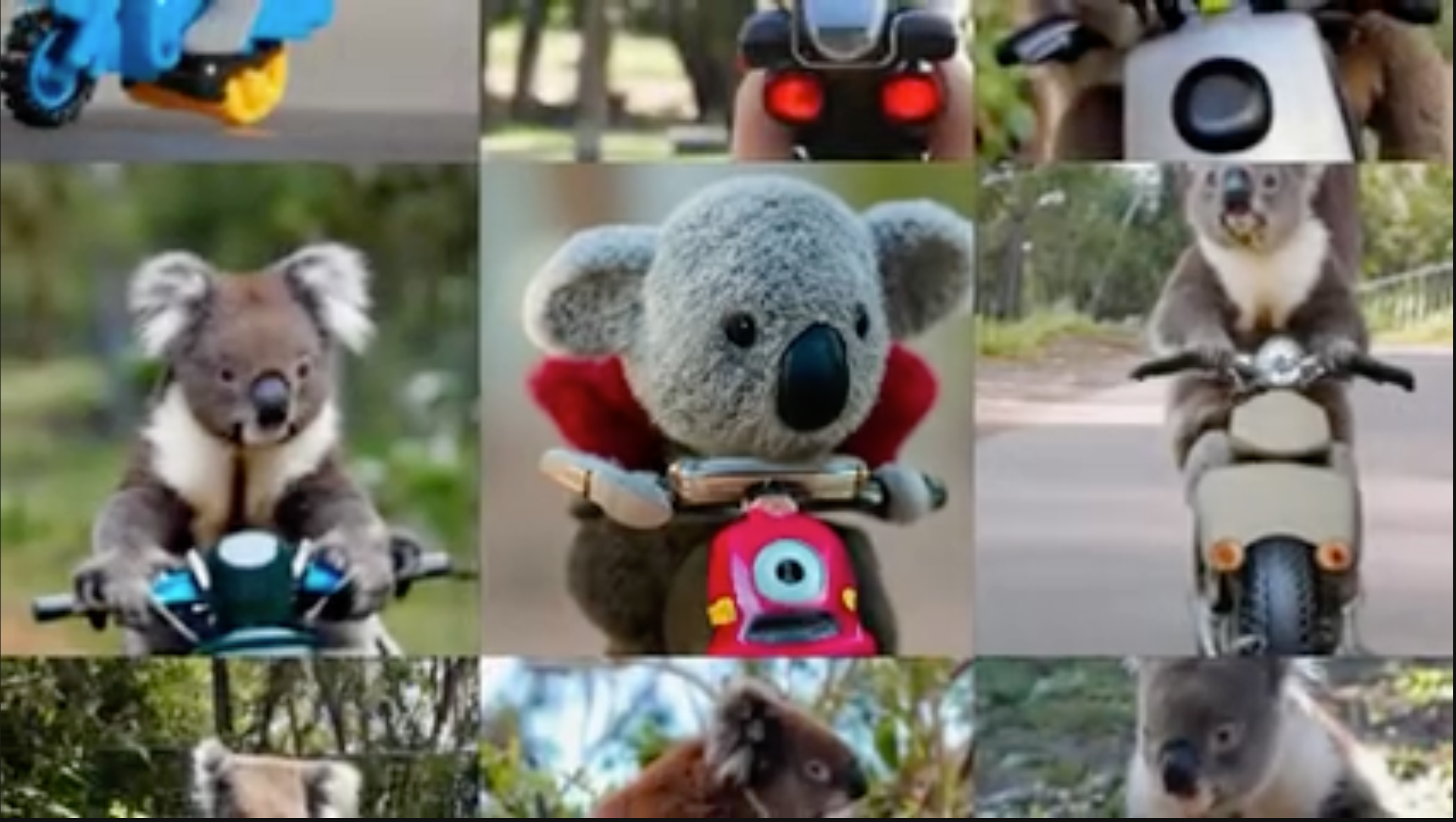 DALLE-2 generated images of koalas riding motorcycles