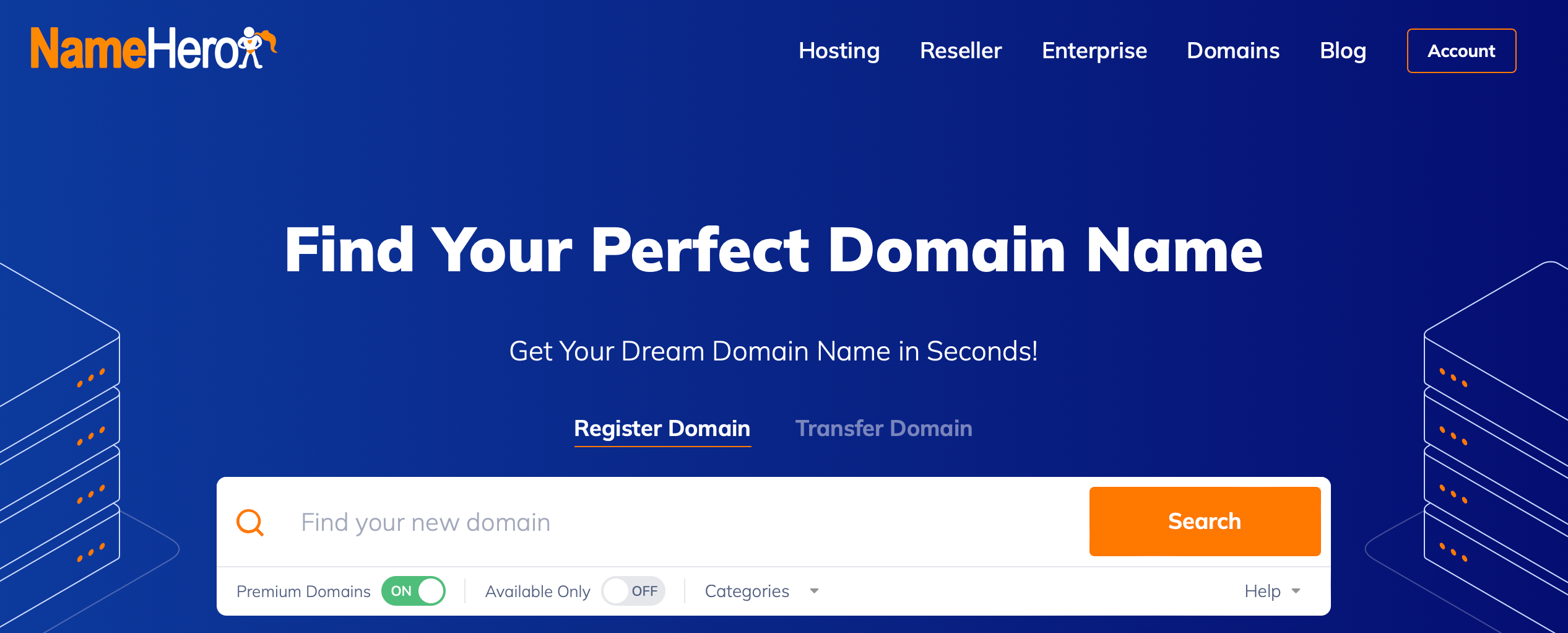 NameHero's free domain search tool.