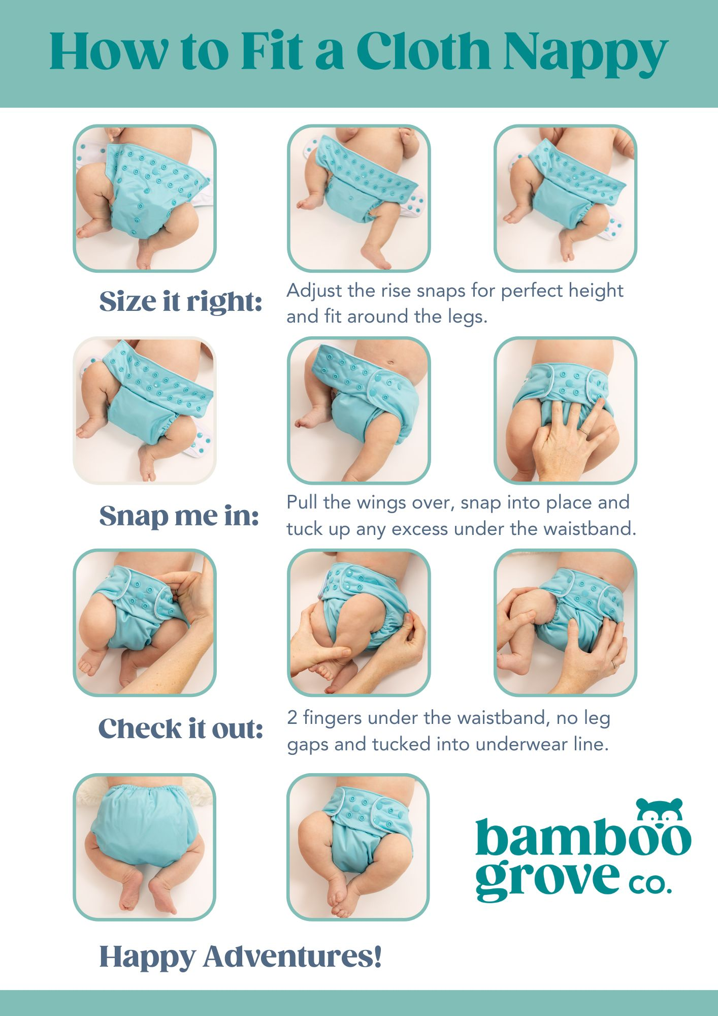 Infographic How to fit a cloth nappy