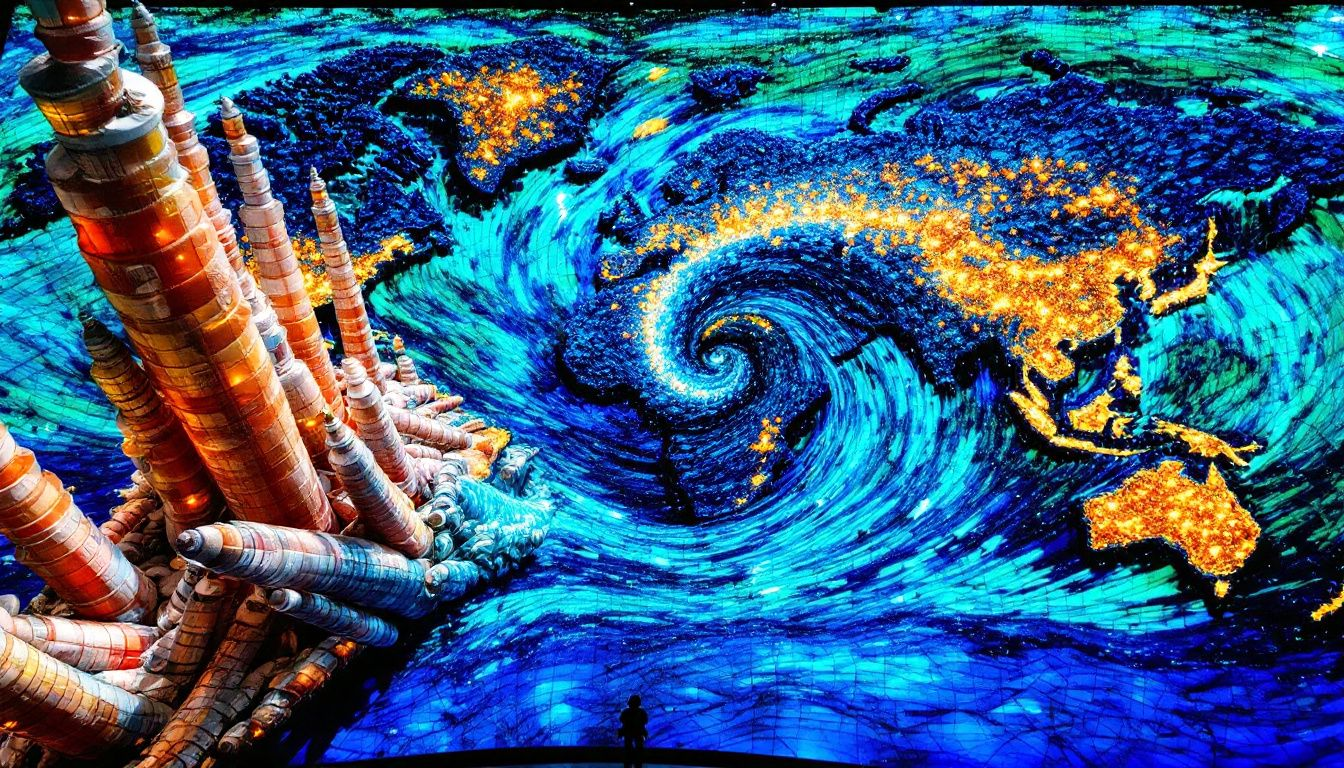 A global map showcasing international partnerships for ocean cleanup efforts.