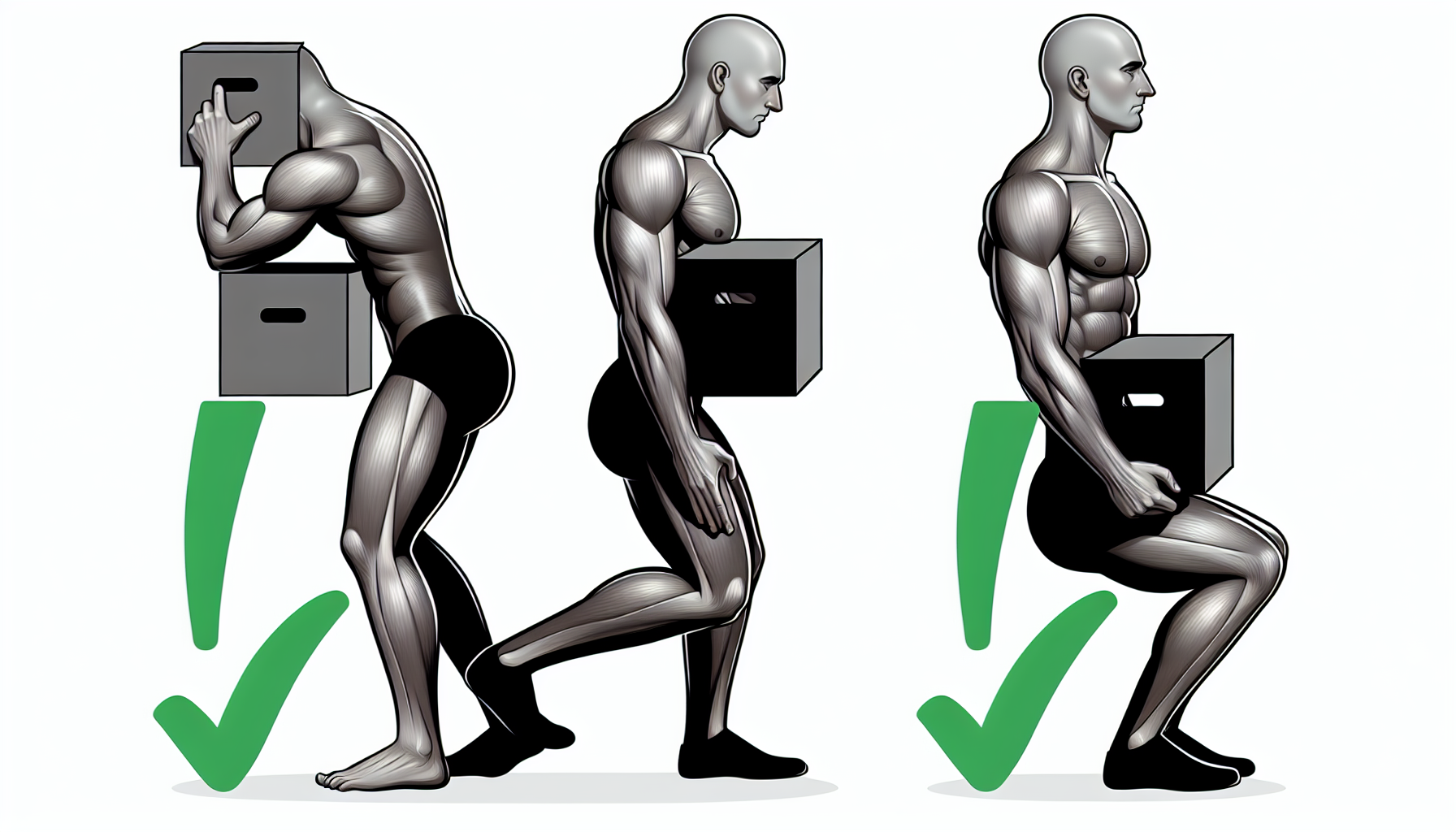 Illustration of proper lifting techniques