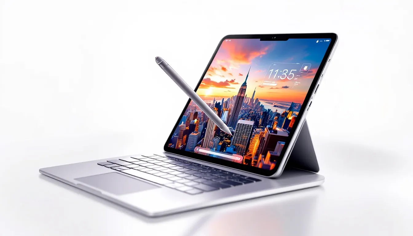 Apple Pencil und Smart Keyboard in Verwendung mit einem iPad.