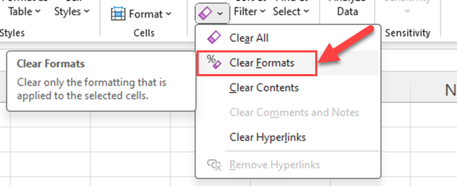 Click Clear Formats
