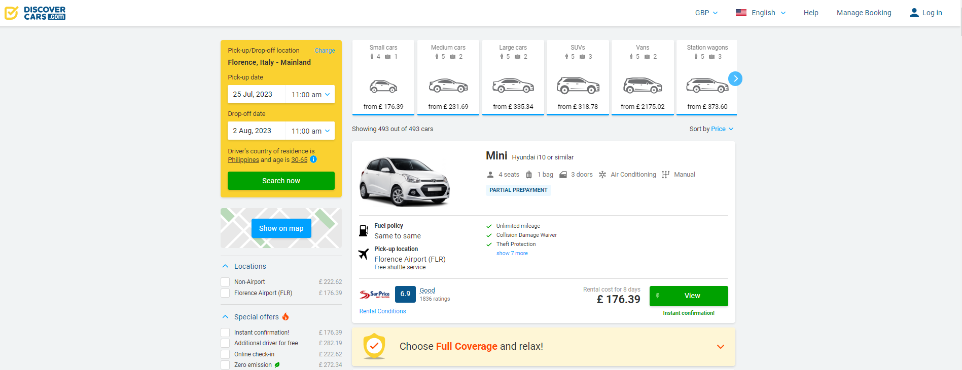 Discover Cars pricing on a Mini
