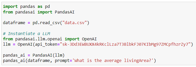 Using PandasAI for data analysis
