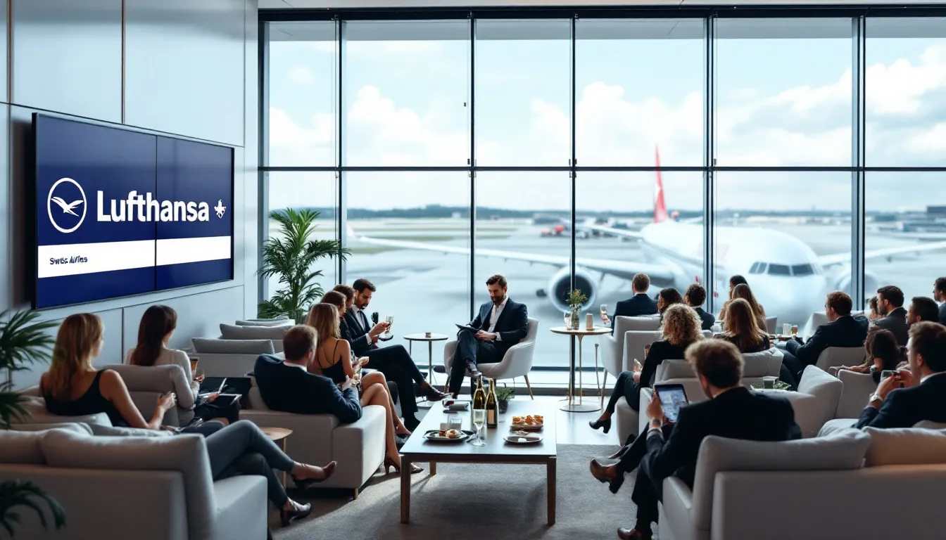 Beliebte Airlines mit Business Class Specials, einschließlich Lufthansa und Swiss.
