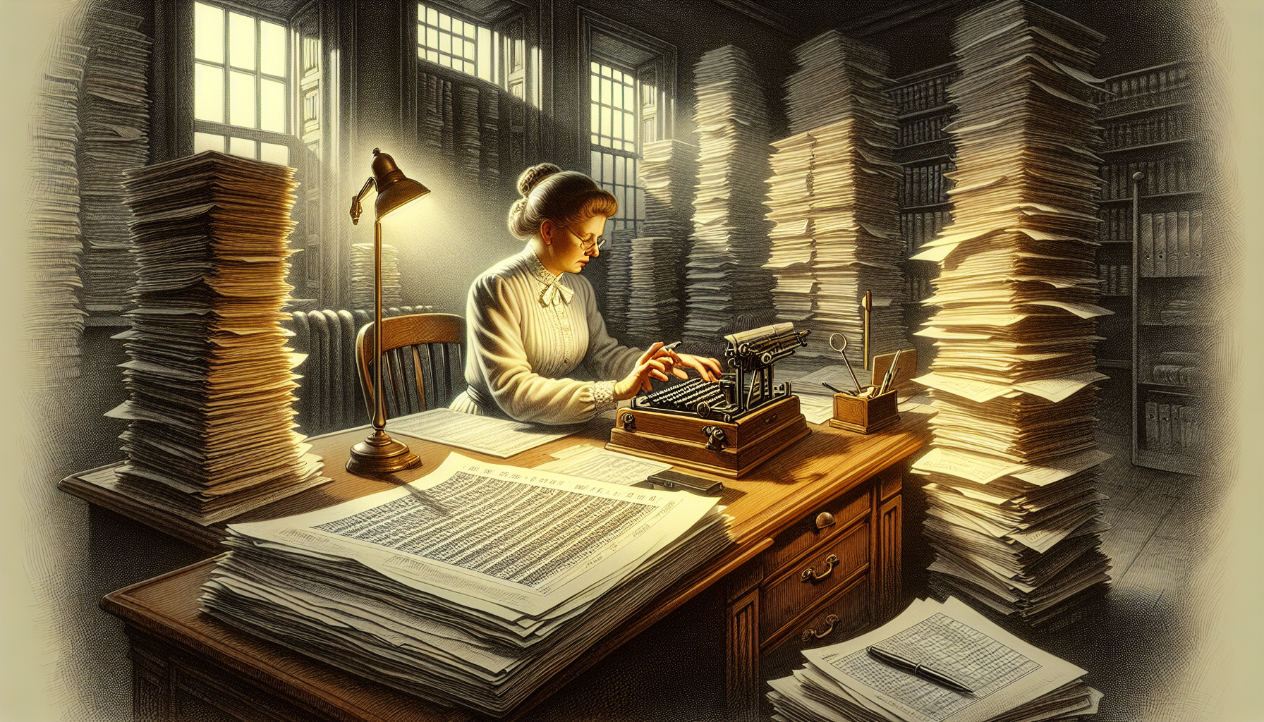 Professional bookkeeper managing financial records