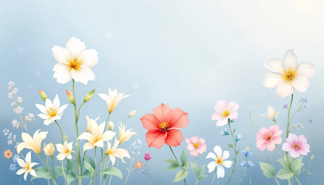 Popular Bach flower combination remedies showcased with colorful flowers.