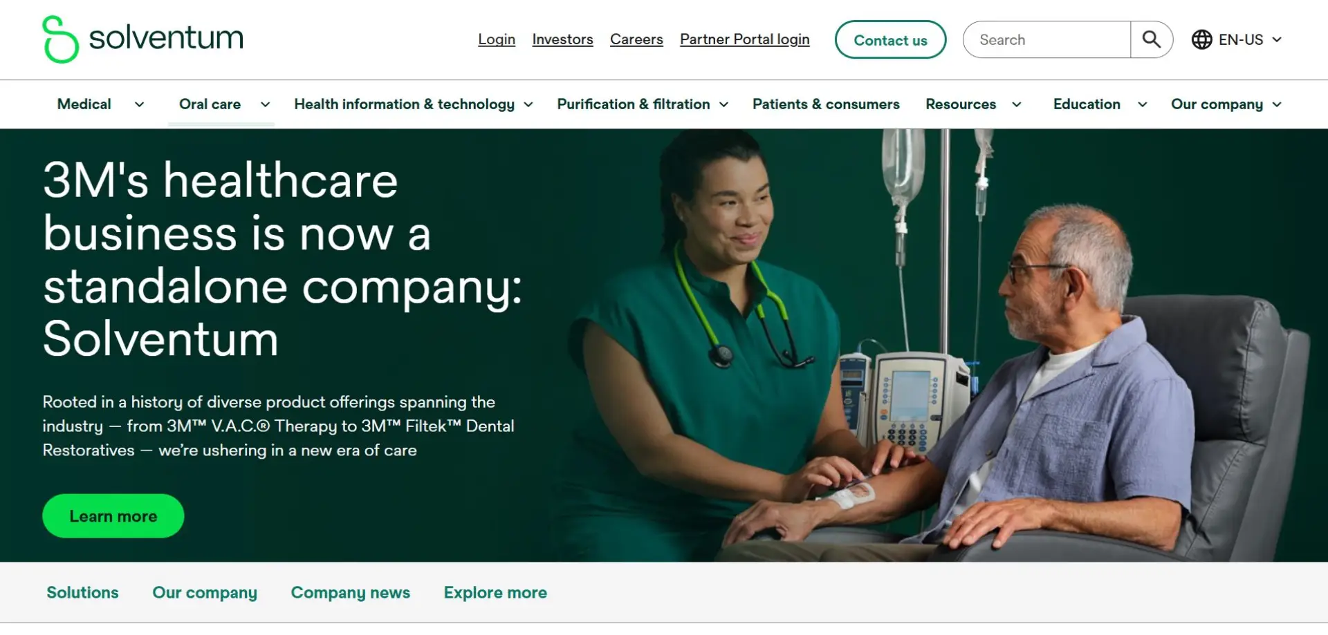 Homepage of Solventum website