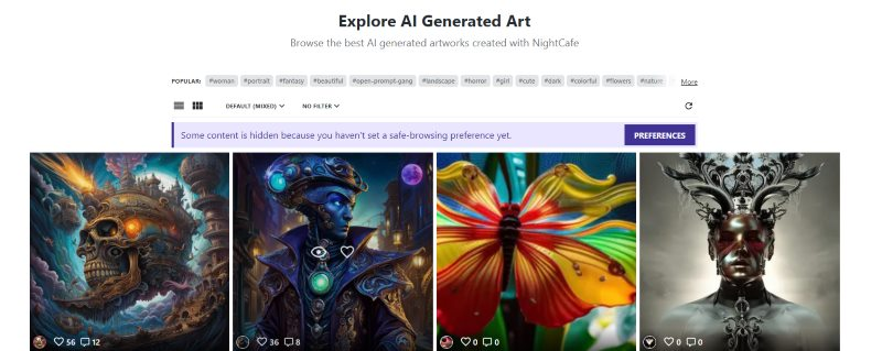 Night cafe ai generated art