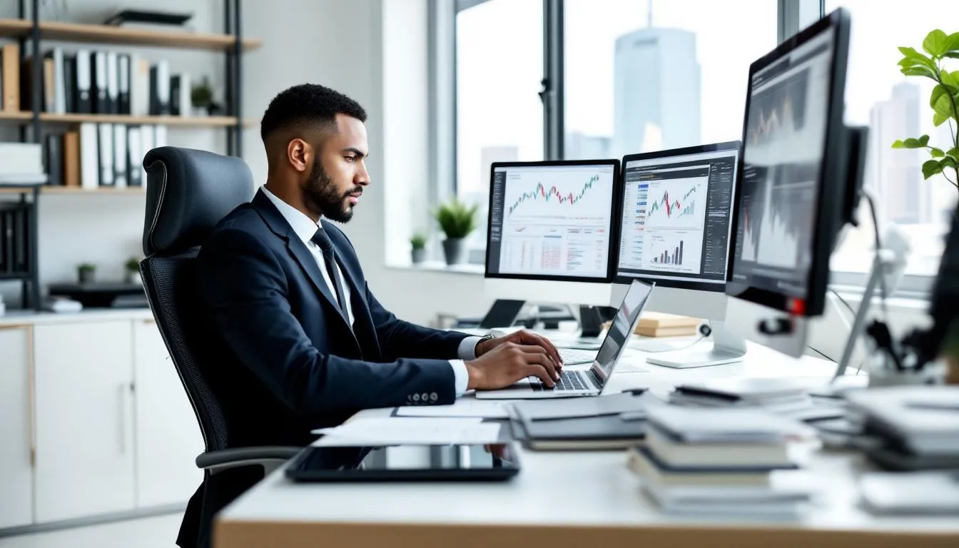 A financial professional is intently analyzing various financial calculations and investment comparisons, focusing on elements such as retirement income and cash value components of life insurance policies. The setting suggests a strategic approach to planning for retirement benefits and ensuring adequate life insurance coverage for long-term financial security.