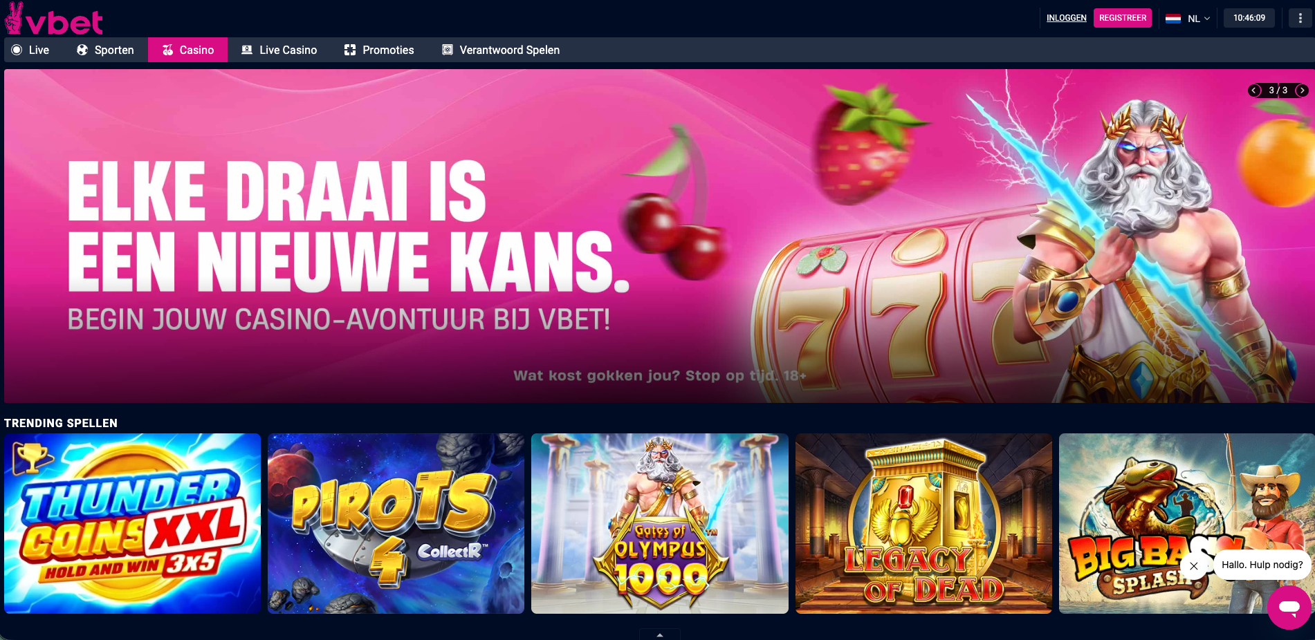 Homepage van een online casino met iDEAL betaalmethode met online slots en live casinospellen, waar Nederlandse spelers een account kunnen aanmaken en een welkomstbonus claimen bij een betrouwbaar online casino met veilige betaalmethode en snelle iDEAL storting.