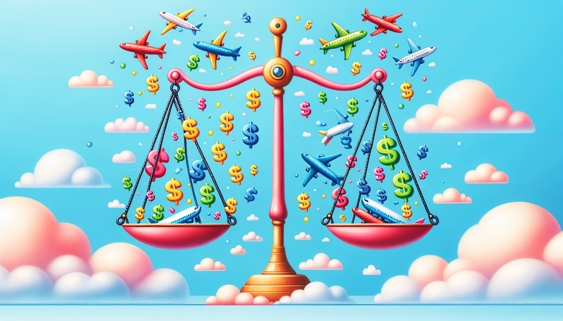 A cartoon comparing prices across various airlines for flights from Los Angeles to Seoul.