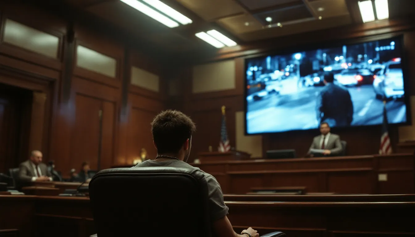 A visual representation of a court session for a reckless driving case.