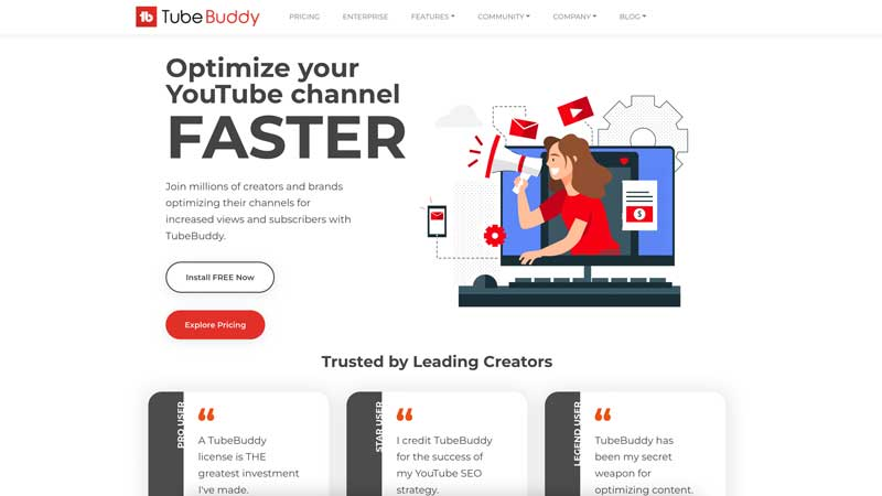 TubeBuddy main page.