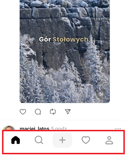 Pięć sekcji w aplikacji
