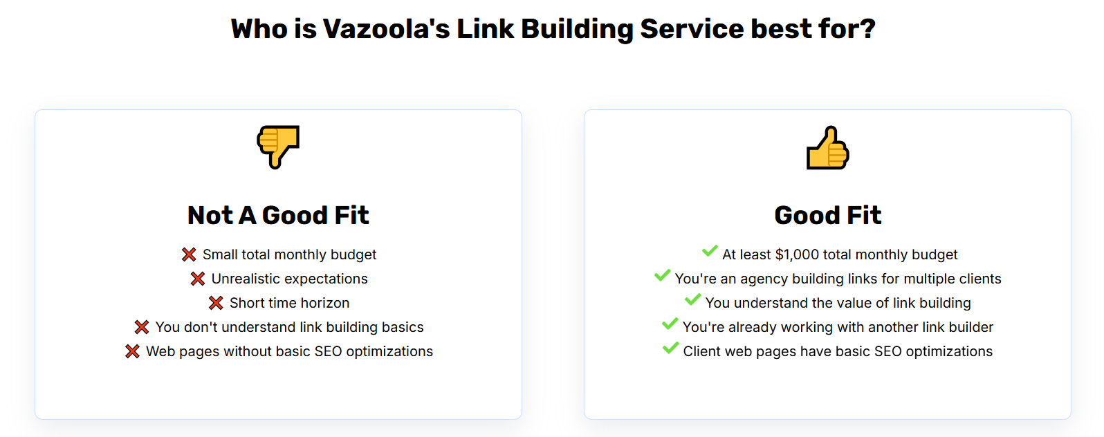 Who is Vazoola's Link Building Service best for?