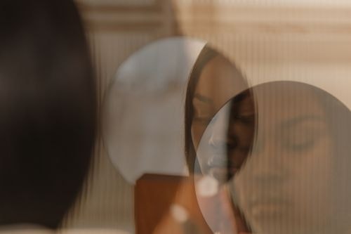 person looking in mirror