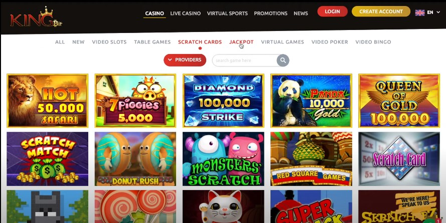 KingBit Casino Scratch Card Games