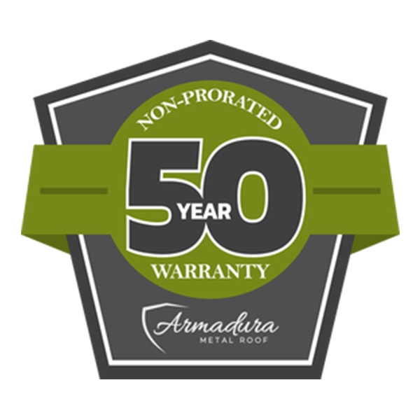 Armadura Metal Roof 50 year warranty logo.