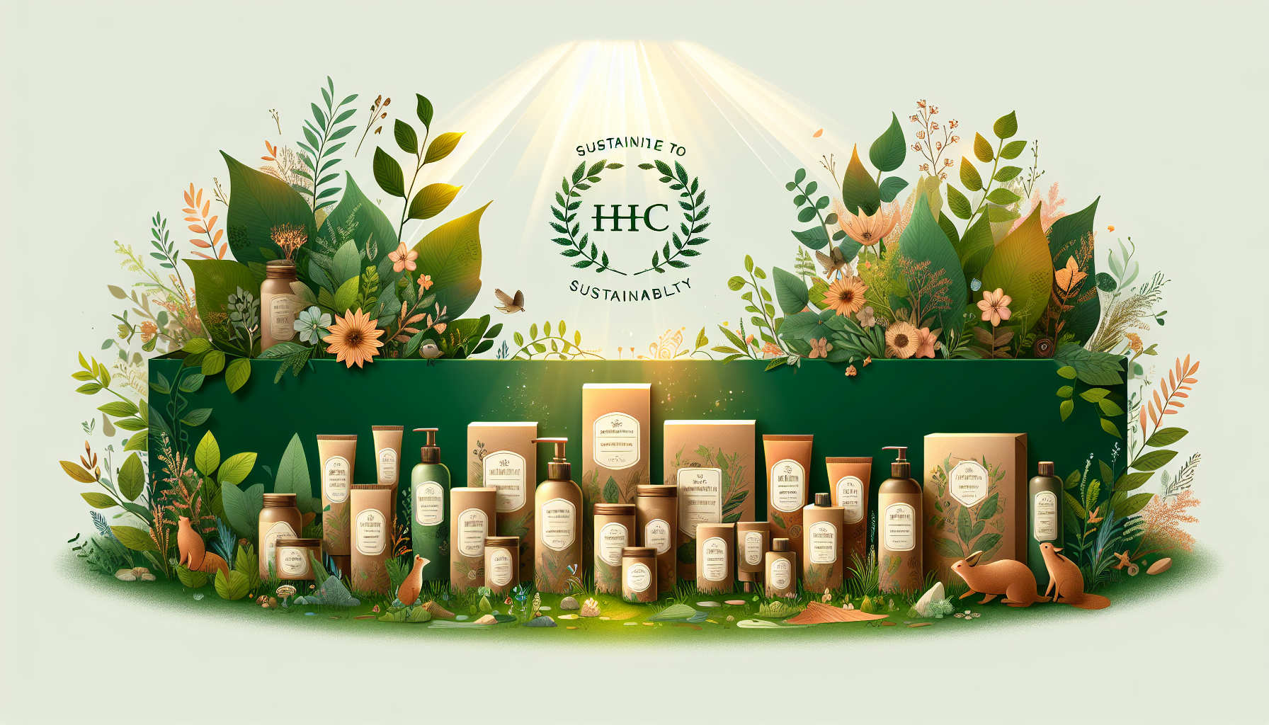 Sustainable HHC products and their packaging.