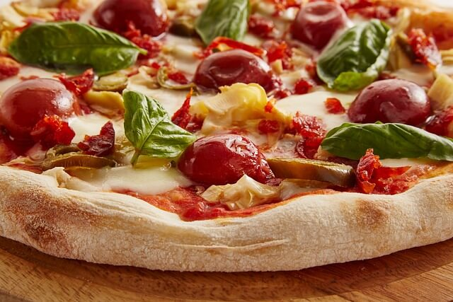 pizza, vegetarische pizza, gemüse, hefeteig, foto