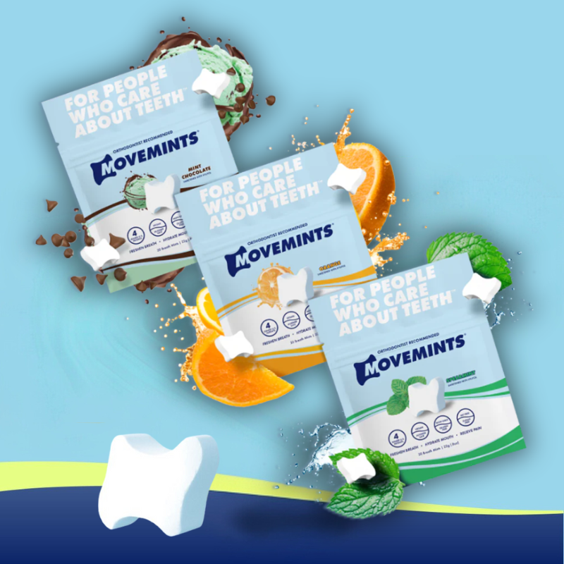 Image of Movemints, clear aligner mints, as an alternative to dental wax