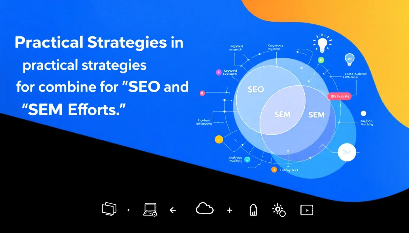 An illustration of practical strategies for combining SEO and SEM efforts, showcasing tools and techniques.