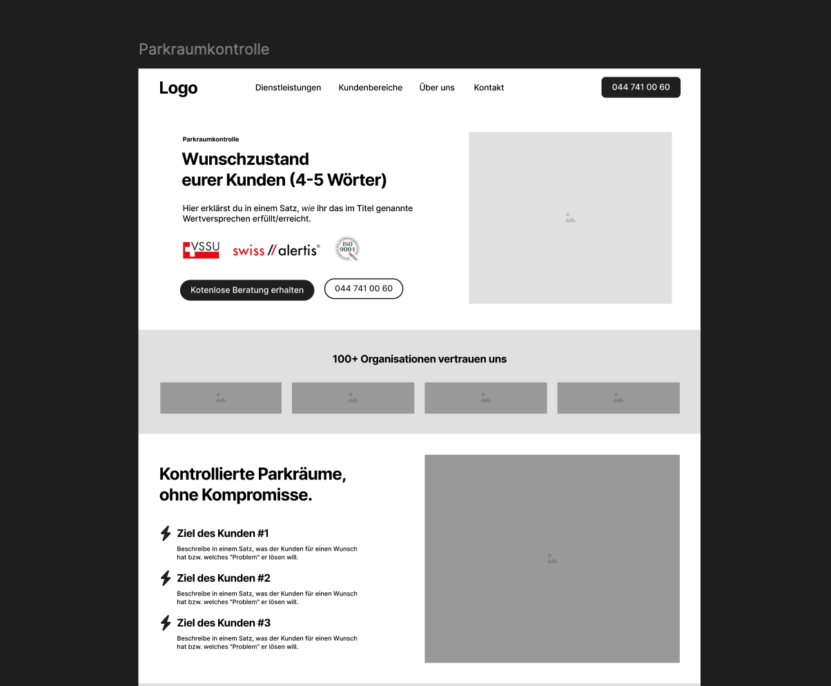 Screenshot eines Wireframes von Figma
