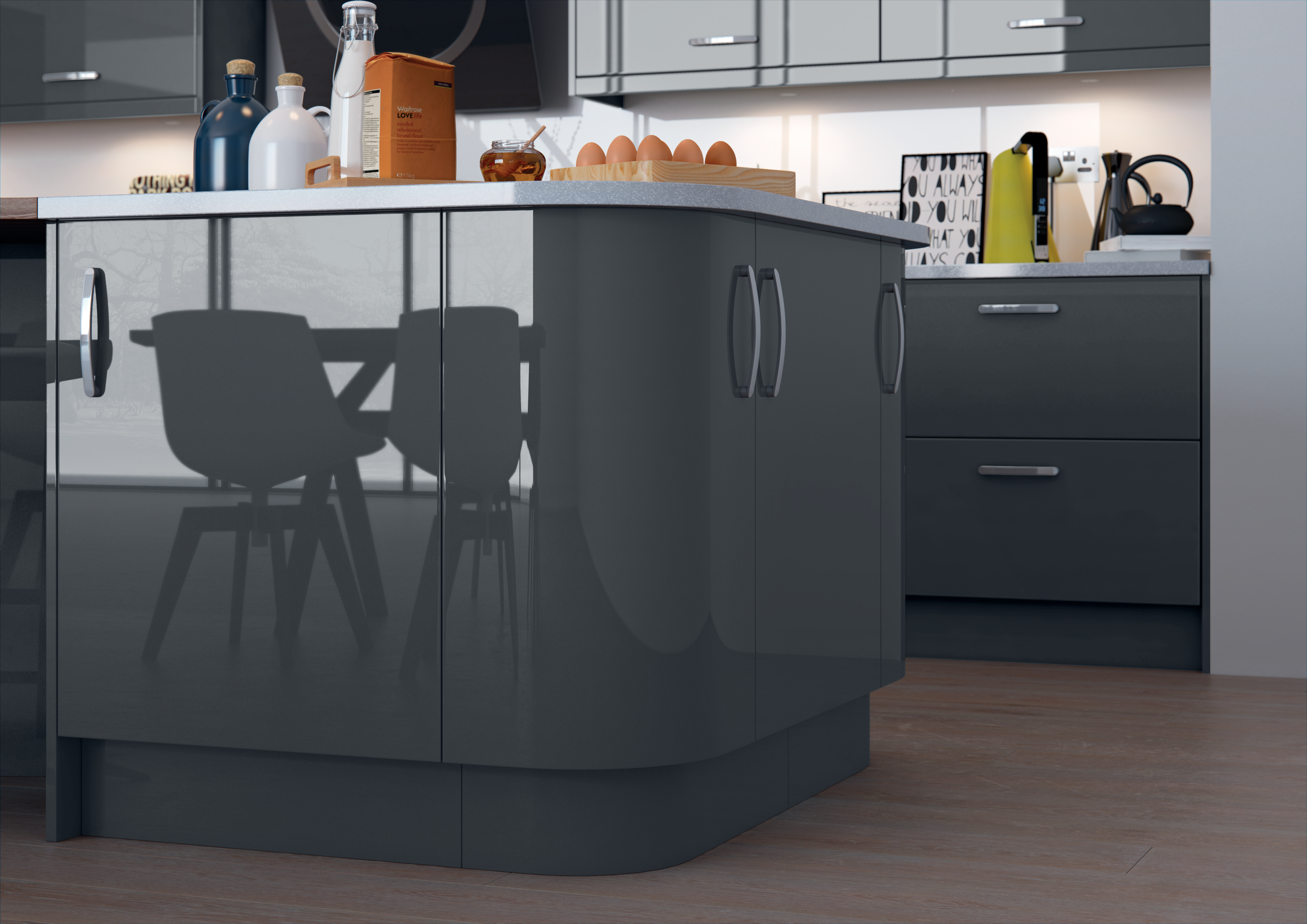 Dark curved cabinet