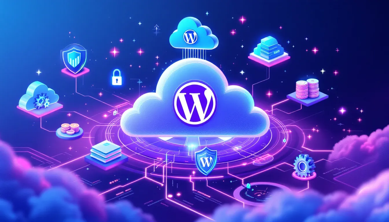 A visual representation of cloud hosting benefits for WordPress websites.