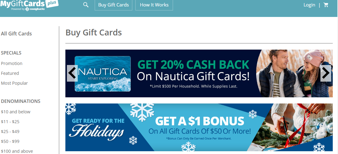 Gift Cards and Vouchers - Earn Cashback on Gifts