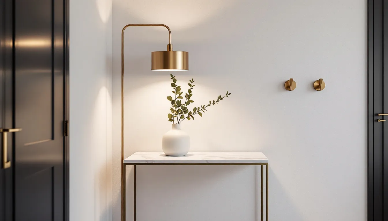 Creating a welcoming atmosphere in an entryway with inviting decor and lighting.