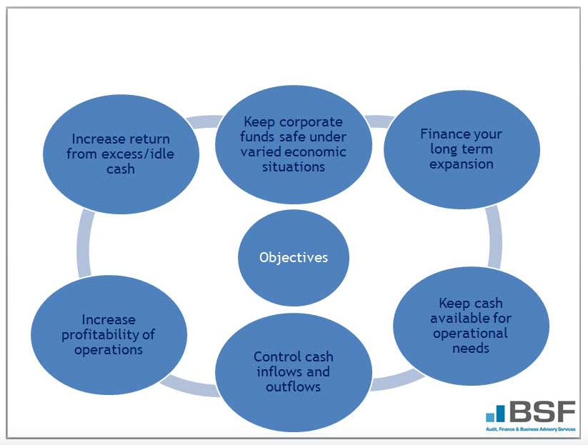 Six objectives of an efficient cash management system