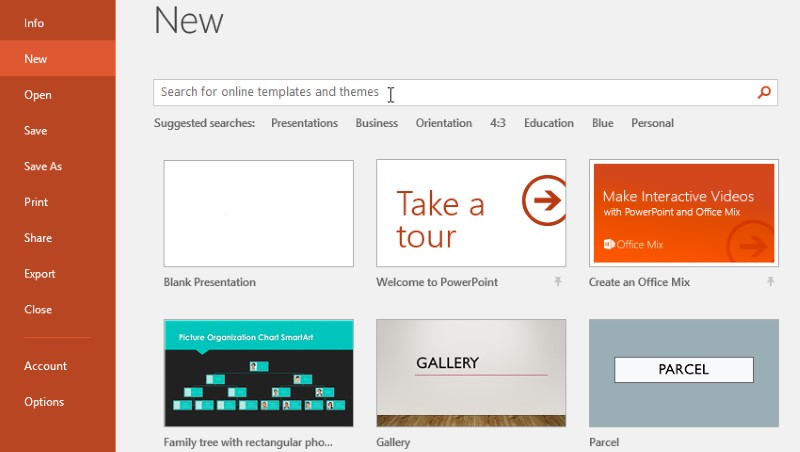 screenshot of powerpoint home page