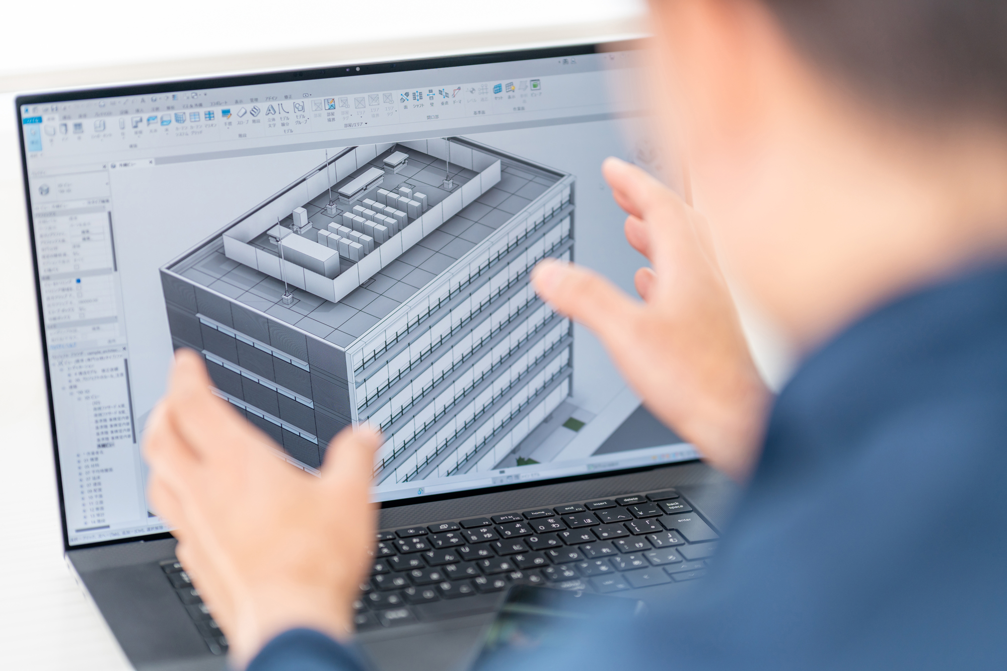 三次元CAD　立体的　3DCG　建築設計　プロジェクト　外観　ビジネスマン 98308151