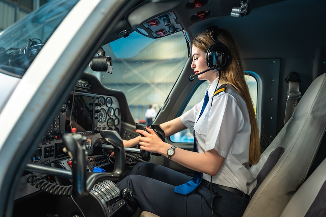 student pilot practicing for commercial certificate