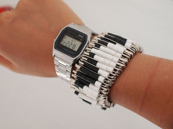 Safety Pin Bracelets with perler beads